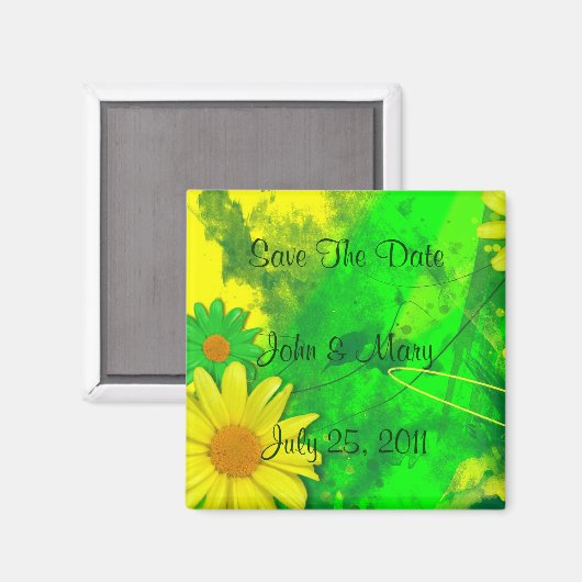 Daisy Grunge Save the Date Magnet (Voorkant / Achterkant)