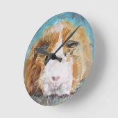 Daisy guinea oil schilderij ronde klok (Hoek)