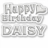 Daisy Happy Birthday silver Aufkleber Sticker (Voorkant)