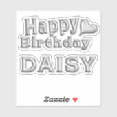 Daisy Happy Birthday silver Aufkleber Sticker (Vel)