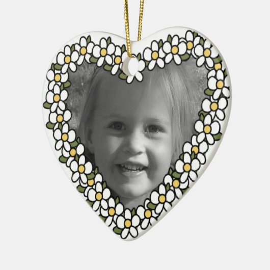 Daisy Heart Foto Aangepaste toetsenbord toevoegen  Keramisch Ornament (Links)