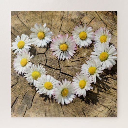 Daisy Heart Jigzaag Puzzle Love Gift Legpuzzel (Horizontaal)