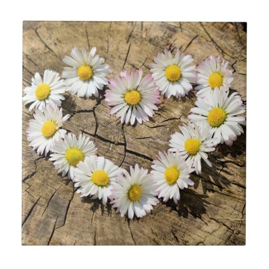Daisy Heart - Love - Add Jouw tekst / Name Tegeltje (Voorkant)