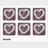 Daisy Heart Rustic Custom Wedding Favor Stickers (Vel)