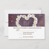 Daisy Heart Rustic Wood Country Weddenschap RSVP-k RSVP Kaartje (Voorkant)