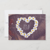 Daisy Heart Rustic Wood Country Weddenschap RSVP-k RSVP Kaartje (Achterkant)