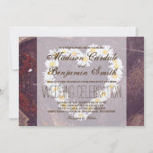 Daisy Heart Rustic Wood Country Wedding Invites Kaart (Achterkant)