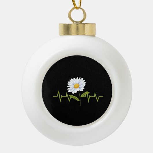 Daisy Heartbeat Keramische Bal Ornament (Voorkant)