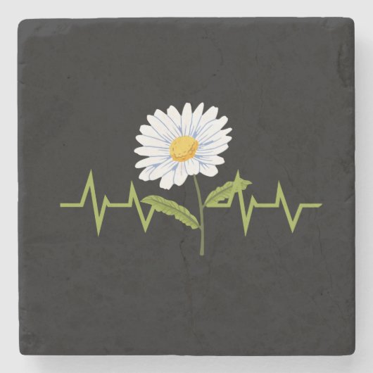 Daisy Heartbeat Stenen Onderzetter (Voorkant)