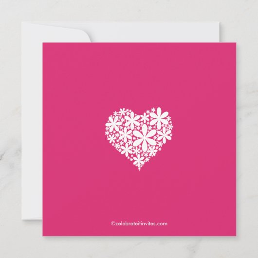 Daisy Hearts Valentijns Day feestelijke uitnodigin Kaart (Achterkant)