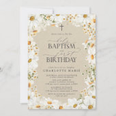 Daisy Heilige Doop & 1e Verjaardag Bloemen Meisje Kaart (Voorkant)