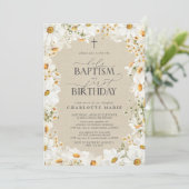 Daisy Heilige Doop & 1e Verjaardag Bloemen Meisje Kaart (Staand voorkant)