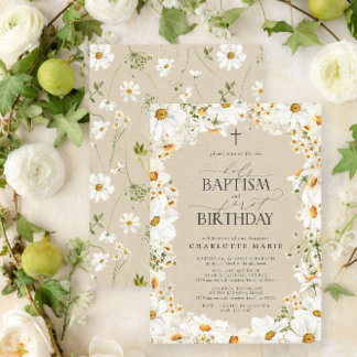 Daisy Heilige Doop & 1e Verjaardag Bloemen Meisje Kaart