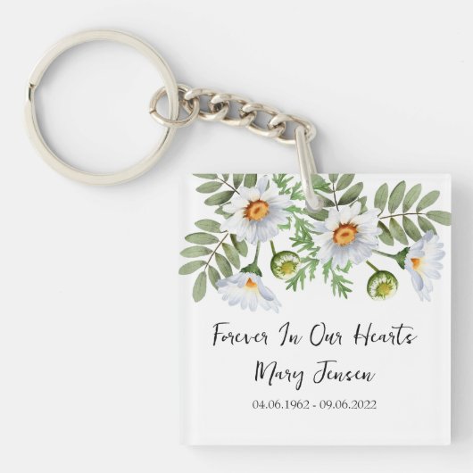 Daisy-herdenkings-sleutelhanger met foto sleutelhanger (Voorkant)