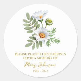 Daisy-herdenkingspakket met zaadjes ronde sticker