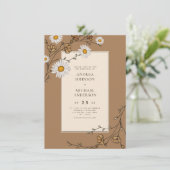 Daisy & Herfst Bloemen Bos Bladgroen Herfstbruilof Kaart (Staand voorkant)