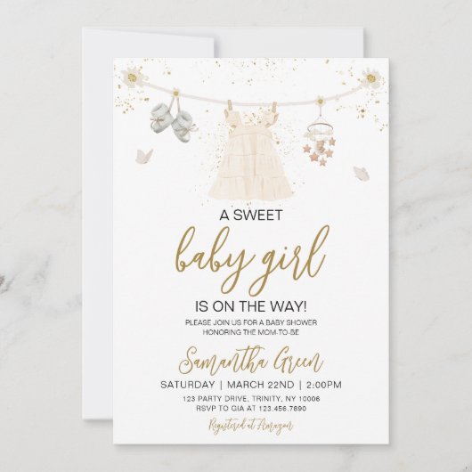 Daisy Het is een meisje Baby Kleding Baby shower Kaart (Voorkant)