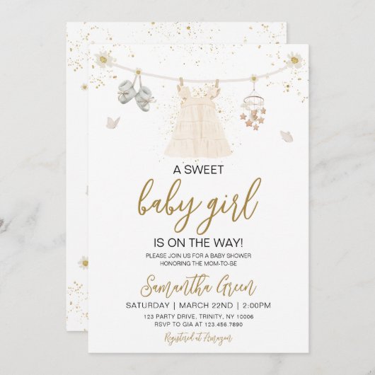 Daisy Het is een meisje Baby Kleding Baby shower Kaart (Voorkant / Achterkant)