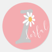 Daisy Hippie Baby wonderful First Birthday Ronde Sticker (Voorkant)