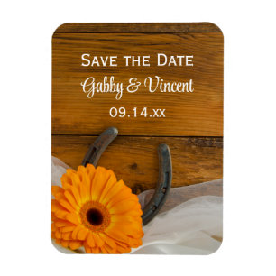 Daisy Hoefijzer Country Barn Wedding Save the Date Magneet