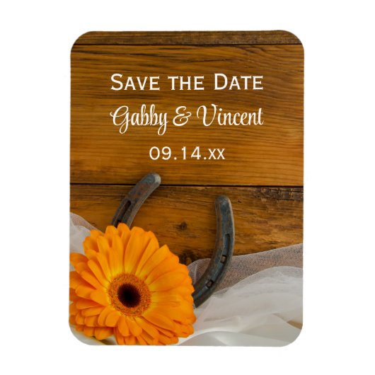 Daisy Hoefijzer Country Barn Wedding Save the Date Magneet (Verticaal)