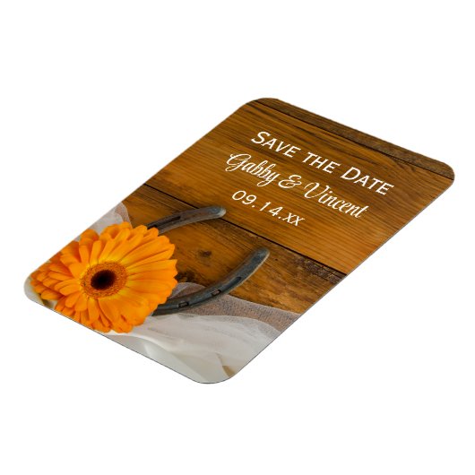 Daisy Hoefijzer Country Barn Wedding Save the Date Magneet (Linkerzijde)