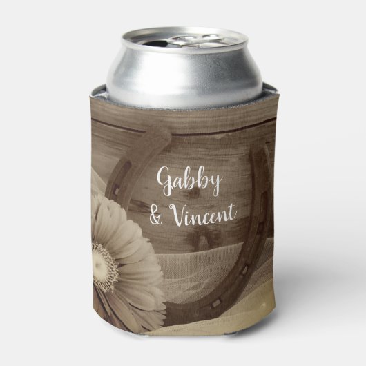 Daisy Hoefijzer Western Weddenschap Opslaan Datum Blikjeskoeler (Blikje Voorkant)