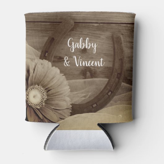 Daisy Hoefijzer Western Weddenschap Opslaan Datum Blikjeskoeler (Voorkant)