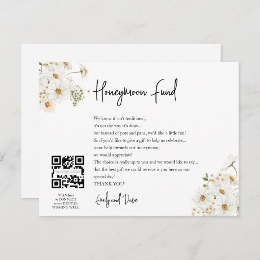 Daisy Honeymoon wenst QR CODE Informatiekaartje (Voorkant / Achterkant)