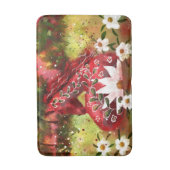 Daisy Horse Abstracte Kunst Rood Wit Groen Bloemen Badmat (Voorkant Verticaal)