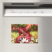 Daisy Horse Abstracte Kunst Rood Wit Groen Bloemen Magneet (Insitu (Vaatwasser))