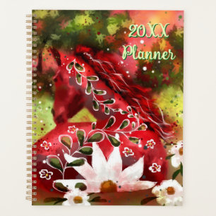 Daisy Horse Abstracte Kunst Rood Wit Groen Bloemen Planner