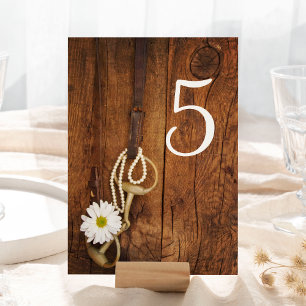 Daisy & Horse Bit Western Wedding Table Numbers Kaart