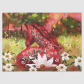 Daisy Horse Rood Wit Groen Bloemen Decoupage Tissuepapier (Voorkant)