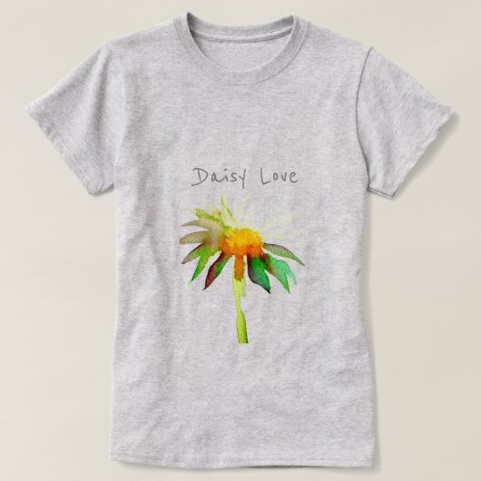 Daisy houdt van slogan moderne waterverf kunstbloe t-shirt (Design voorkant)