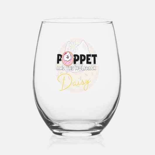 Daisy in een donut wijnglas zonder voet (Achterkant)