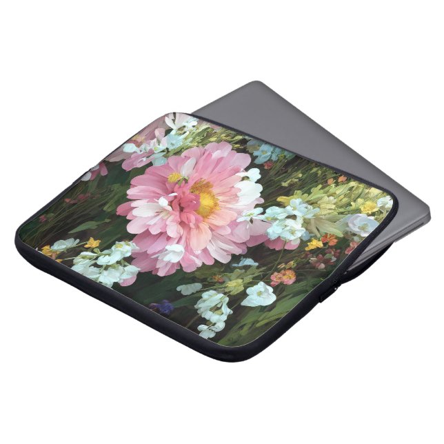 Daisy in roze laptop sleeve (Voorkant top)