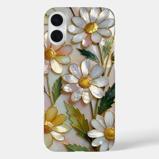 Daisy iPhone Hoesje Gebrandschilderd Warm Bloemmot (Achterkant)