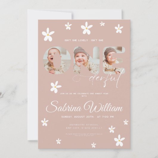 Daisy Is Ze Niet Ouderwets 1e Verjaardag 3 Foto Kaart (Voorkant)