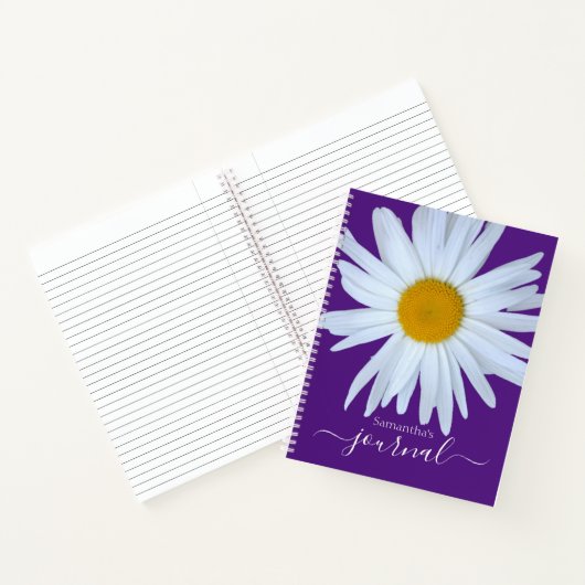 Daisy Journal Paarse Wit Script Spiraalvormig Noti Notitieboek (Binnen)