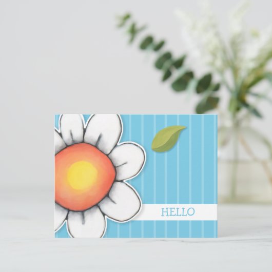 Daisy Joy Blue Hallo Briefkaart (Staand voorkant)