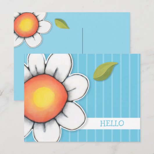 Daisy Joy Blue Hallo Briefkaart (Voorkant / Achterkant)