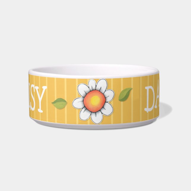 Daisy Joy yellow Cat Pet Bowl Voerbakje (Voorkant)