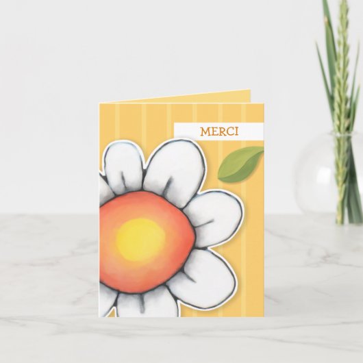 Daisy Joy yellow strips Dank je Note Card Bedankkaart (Voorkant)