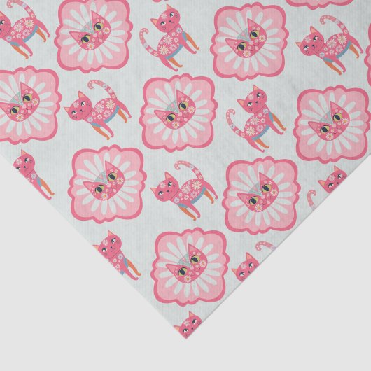 Daisy Kat Face Spint-fect Ontwerp Tissuepapier (Detail)