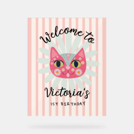 Daisy Kat Face Spint-fect Verjaardagsfeest Acryl Bord