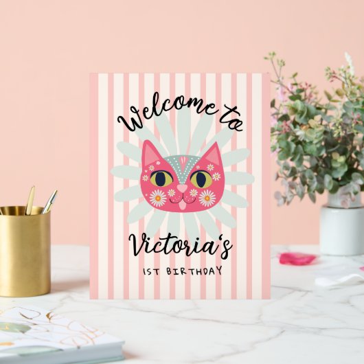 Daisy Kat Face Spint-fect Verjaardagsfeest Acryl Bord (Huwelijk)