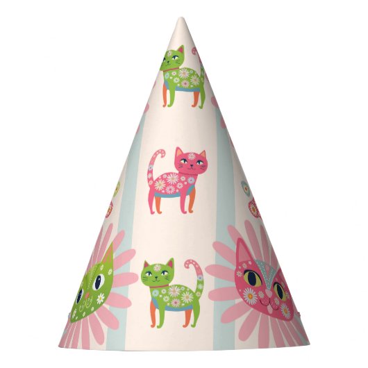 Daisy Kat Face Spint-fect Verjaardagsfeest Feesthoedjes (Voorkant)