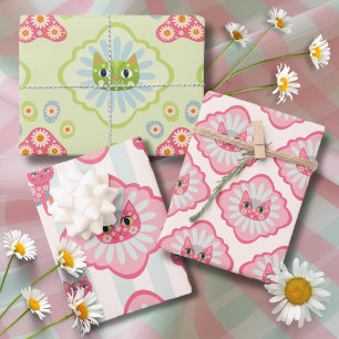 Daisy Kat Face Spint-fect Verjaardagsfeest Inpakpapier Vel