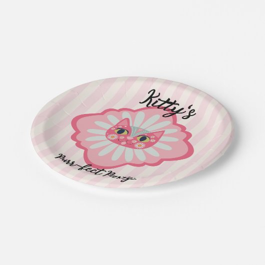 Daisy Kat Face Spint-fect Verjaardagsfeest Papieren Bordje (Gekanteld)